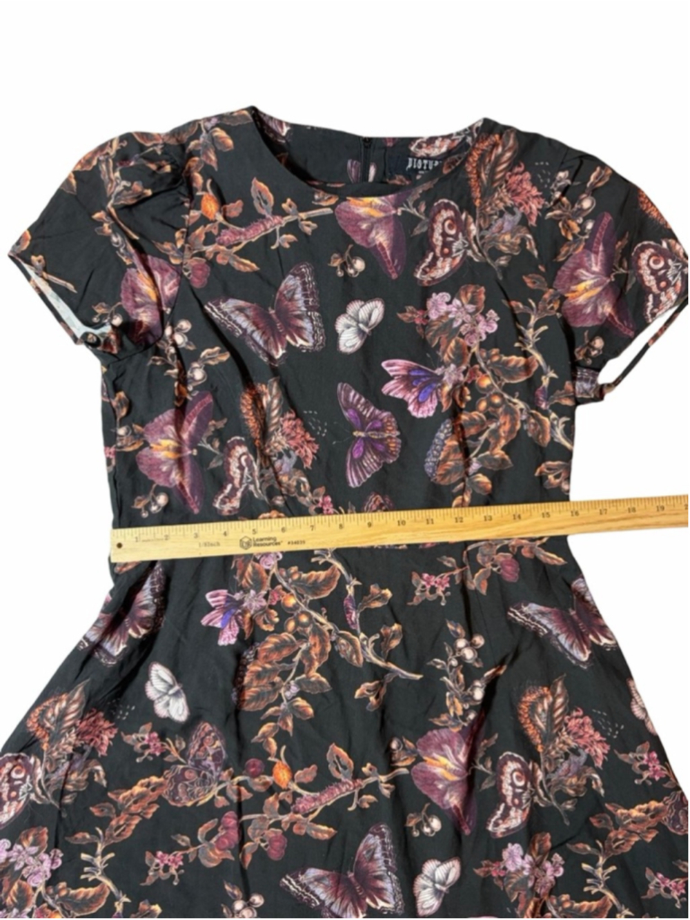 Disturbia Eloise Butterfly Floral Goth Mini Dress Black Purple UK 12 US 8 - Picture 3 of 9